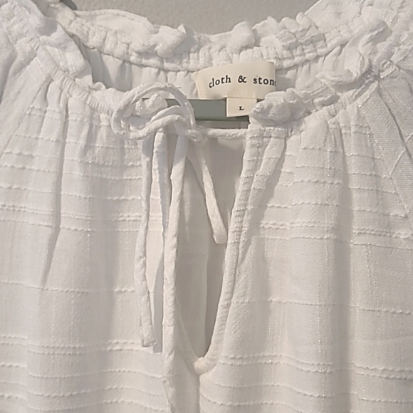 Anthropologie Cloth & Stone White Linen Cotton Blend Ruffle Hem Mini Dress Sz Sm - Picture 3 of 14